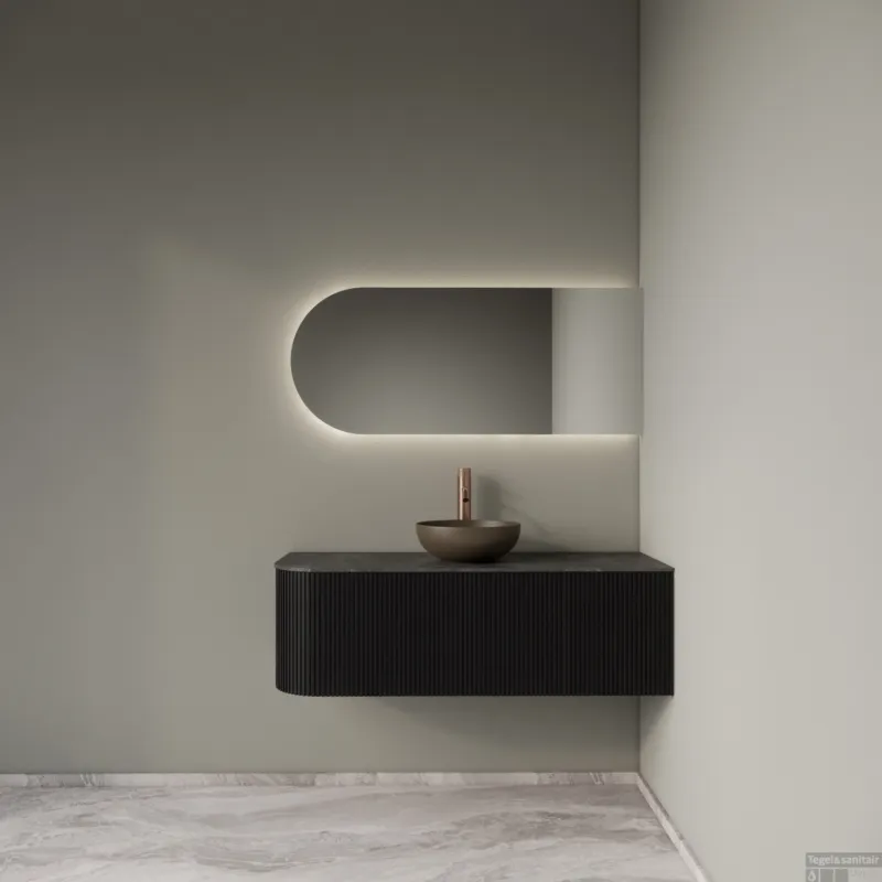 Korting Badkamermeubelset Gliss Design Alluro 120 cm Rechts Black Veneer