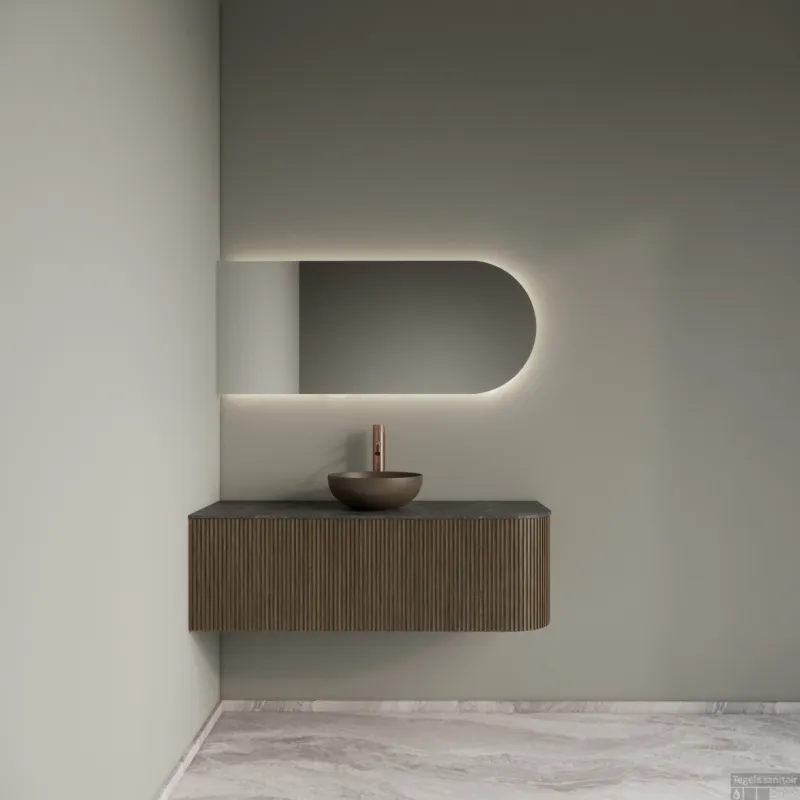 Badkamermeubelset Gliss Design Alluro 120 cm Links Ash Grey Op = Op
