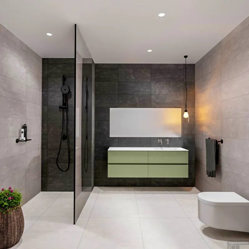 Nieuw Badkamermeubel Solid Surface BWS Stockholm 200x46 cm Mat Groen Wasbak Rechts (0 kraangaten, 4 lades)