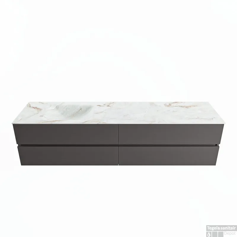 Nieuw MONDIAZ VICA-DLUX 200cm badmeubel onderkast Dark grey 4 lades. Inbouw wastafel CLOUD links 1 kraangat, kleur Frappe.