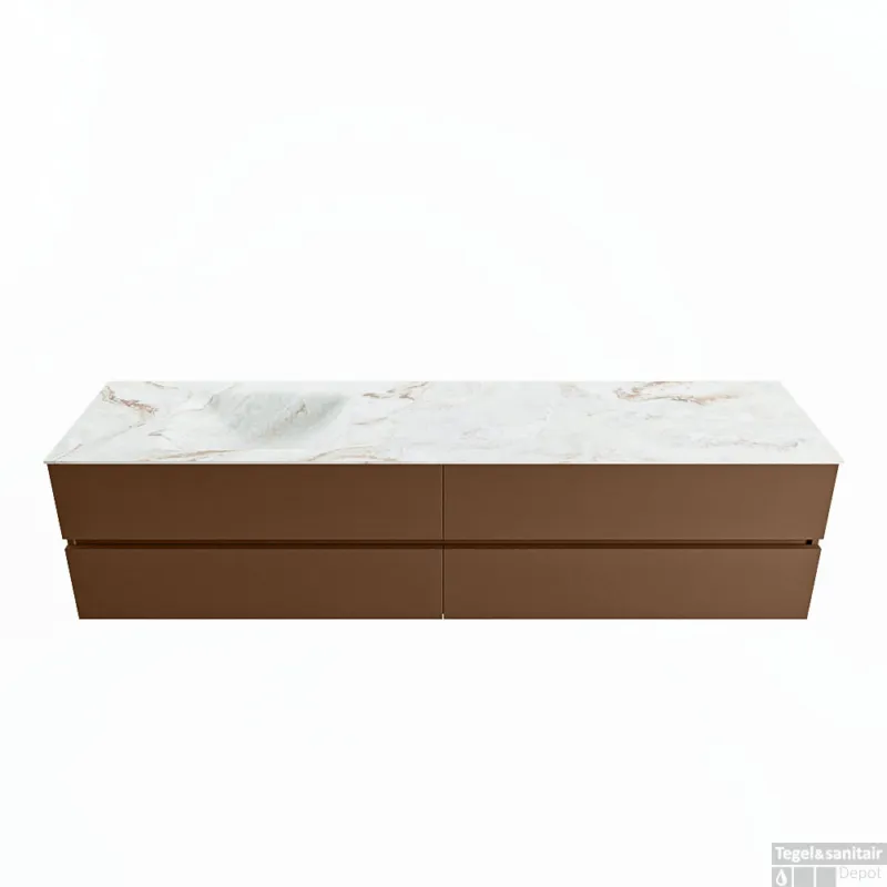 MONDIAZ VICA-DLUX 200cm badmeubel onderkast Rust 4 lades. Inbouw wastafel CLOUD links 1 kraangat, kleur Frappe. Seizoensaanbieding