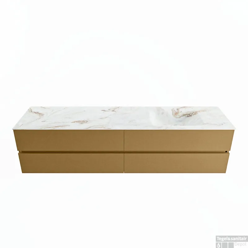 MONDIAZ VICA-DLUX 200cm badmeubel onderkast Oro 4 lades. Inbouw wastafel CLOUD rechts 1 kraangat, kleur Frappe. Weekendaanbieding