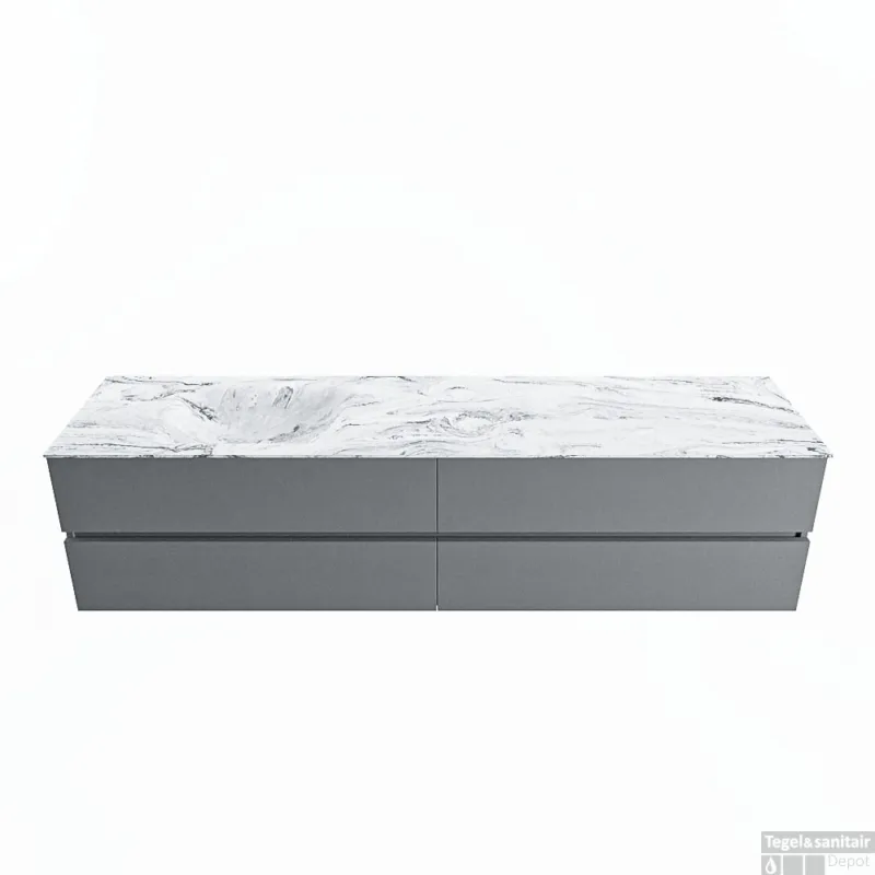 Bestel Nu MONDIAZ VICA-DLUX 200cm badmeubel onderkast Plata 4 lades. Inbouw wastafel CLOUD links 1 kraangat, kleur Glace.