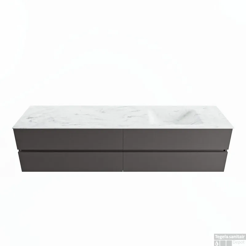 Must-Have MONDIAZ VICA-DLUX 200cm badmeubel onderkast Dark grey 4 lades. Inbouw wastafel CLOUD rechts zonder kraangat, kleur Opalo.