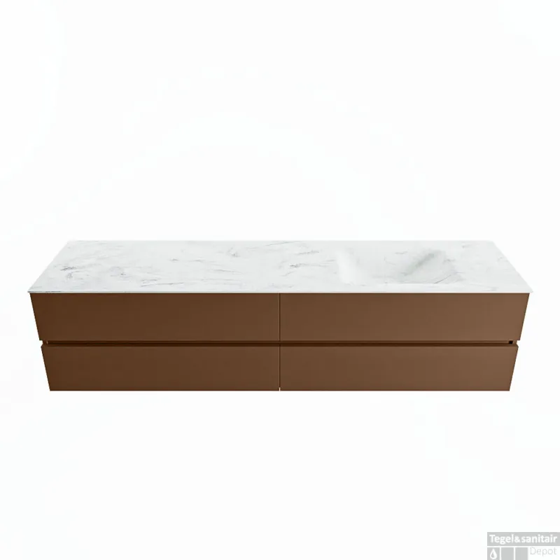 MONDIAZ VICA-DLUX 200cm badmeubel onderkast Rust 4 lades. Inbouw wastafel CLOUD rechts 1 kraangat, kleur Opalo. Goedkoop