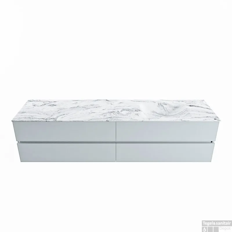 MONDIAZ VICA-DLUX 200cm badmeubel onderkast Clay 4 lades. Inbouw wastafel CLOUD rechts zonder kraangat, kleur Glace. Veilige Betaling
