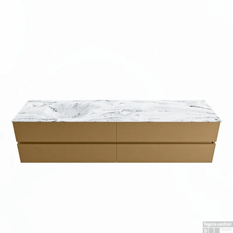Beperkt Aanbod MONDIAZ VICA-DLUX 200cm badmeubel onderkast Oro 4 lades. Inbouw wastafel CLOUD links 1 kraangat, kleur Glace.