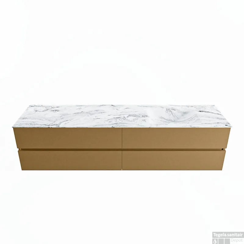 MONDIAZ VICA-DLUX 200cm badmeubel onderkast Oro 4 lades. Inbouw wastafel CLOUD rechts 1 kraangat, kleur Glace. Exclusieve Aanbieding