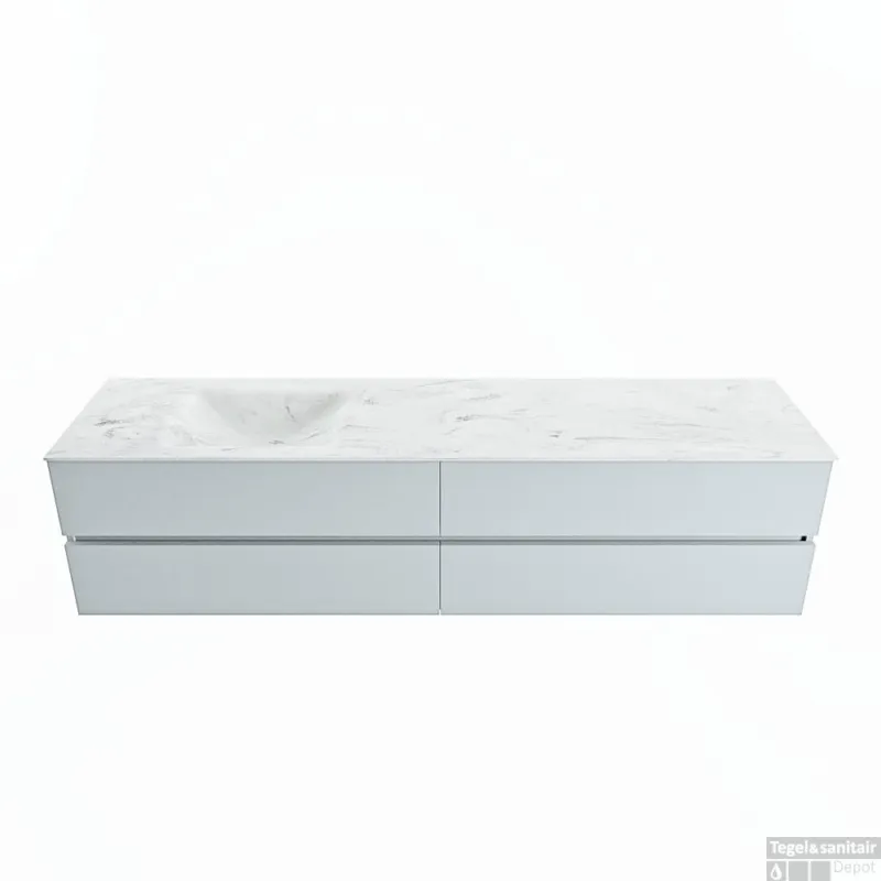 MONDIAZ VICA-DLUX 200cm badmeubel onderkast Clay 4 lades. Inbouw wastafel CLOUD links zonder kraangat, kleur Opalo. Hoge Kwaliteit