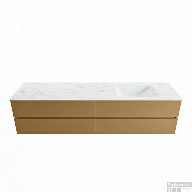 Dagaanbieding MONDIAZ VICA-DLUX 200cm badmeubel onderkast Oro 4 lades. Inbouw wastafel CLOUD rechts 1 kraangat, kleur Opalo.