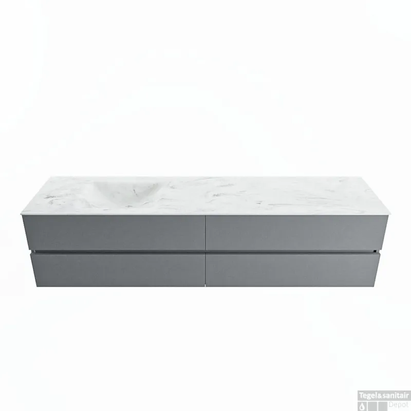 Nu Kopen MONDIAZ VICA-DLUX 200cm badmeubel onderkast Plata 4 lades. Inbouw wastafel CLOUD links zonder kraangat, kleur Opalo.