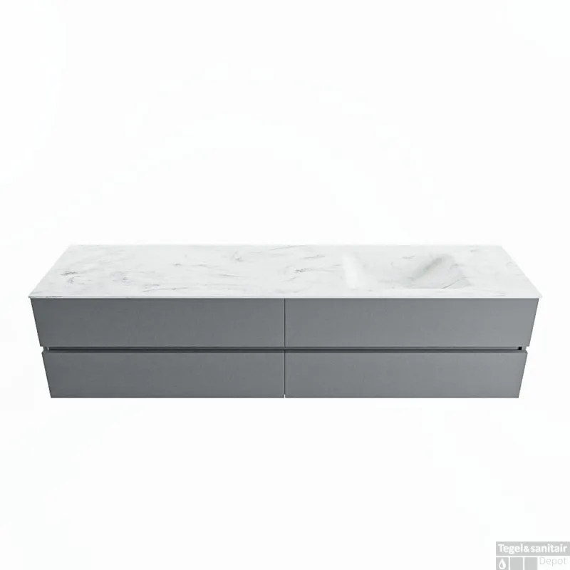 MONDIAZ VICA-DLUX 200cm badmeubel onderkast Plata 4 lades. Inbouw wastafel CLOUD rechts zonder kraangat, kleur Opalo. Premium