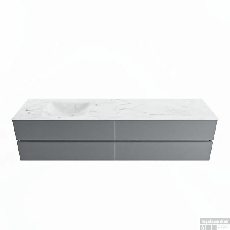 MONDIAZ VICA-DLUX 200cm badmeubel onderkast Plata 4 lades. Inbouw wastafel CLOUD links 1 kraangat, kleur Opalo. Korting