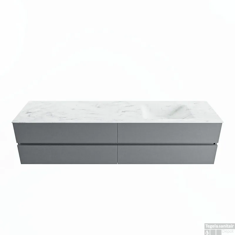 MONDIAZ VICA-DLUX 200cm badmeubel onderkast Plata 4 lades. Inbouw wastafel CLOUD rechts 1 kraangat, kleur Opalo. Superprijs