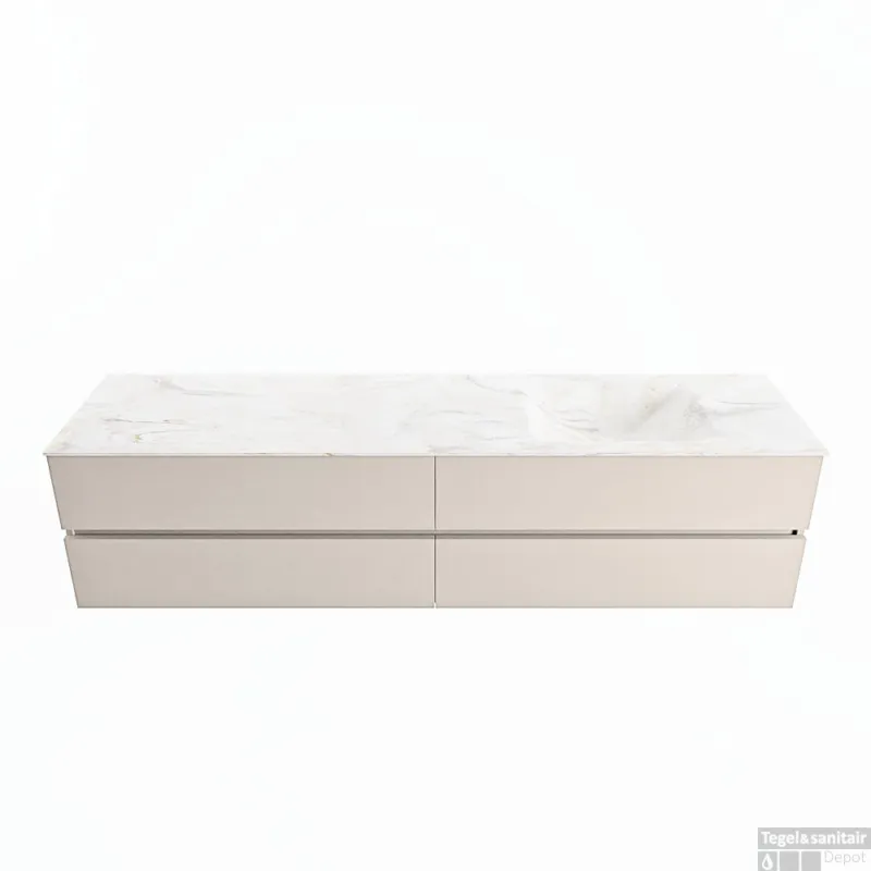 MONDIAZ VICA-DLUX 200cm badmeubel onderkast Linen 4 lades. Inbouw wastafel CLOUD rechts 1 kraangat, kleur Ostra. Koop Online