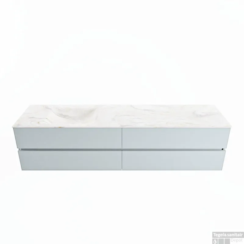 MONDIAZ VICA-DLUX 200cm badmeubel onderkast Clay 4 lades. Inbouw wastafel CLOUD links zonder kraangat, kleur Ostra. Betaalbaar