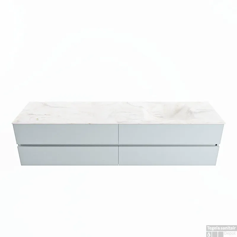 MONDIAZ VICA-DLUX 200cm badmeubel onderkast Clay 4 lades. Inbouw wastafel CLOUD rechts 1 kraangat, kleur Ostra. Beste Prijs