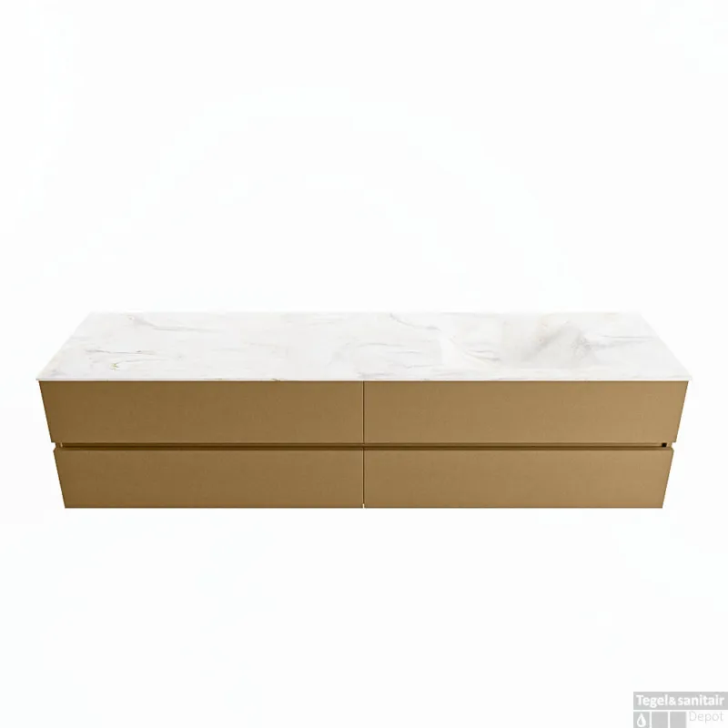 Alleen Vandaag MONDIAZ VICA-DLUX 200cm badmeubel onderkast Oro 4 lades. Inbouw wastafel CLOUD rechts 1 kraangat, kleur Ostra.