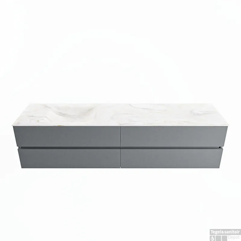 MONDIAZ VICA-DLUX 200cm badmeubel onderkast Plata 4 lades. Inbouw wastafel CLOUD links zonder kraangat, kleur Ostra. Koop Vandaag