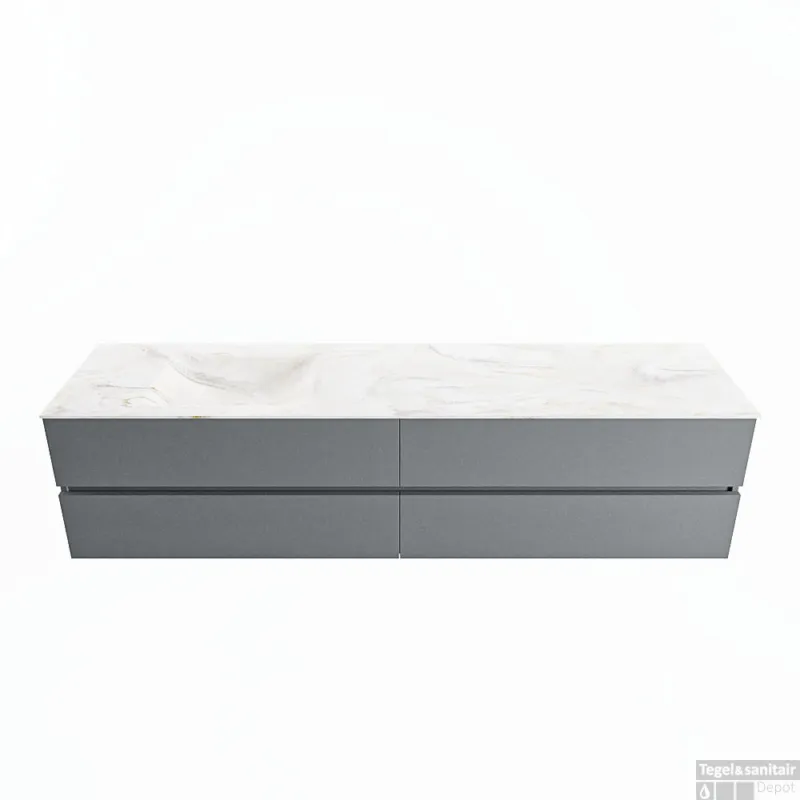 MONDIAZ VICA-DLUX 200cm badmeubel onderkast Plata 4 lades. Inbouw wastafel CLOUD links 1 kraangat, kleur Ostra. Superprijs