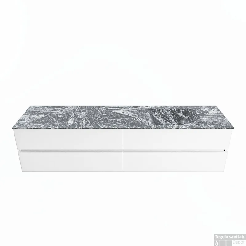 MONDIAZ VICA-DLUX 200cm badmeubel onderkast Talc 4 lades. Inbouw wastafel CLOUD rechts zonder kraangat, kleur Lava. Koop Online