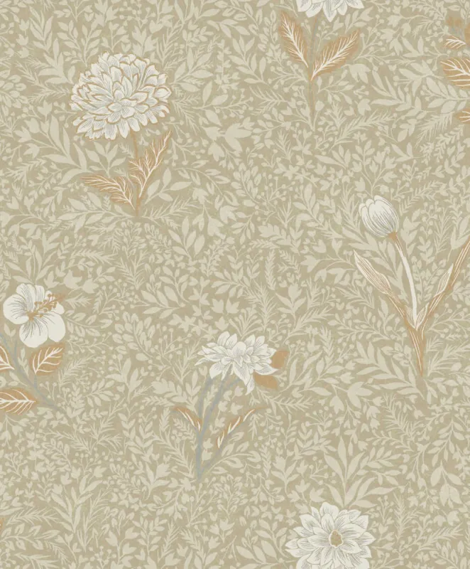 Zoom by Masureel Olivia OLI304 Dahlia Camel Behang Gereduceerde Prijs