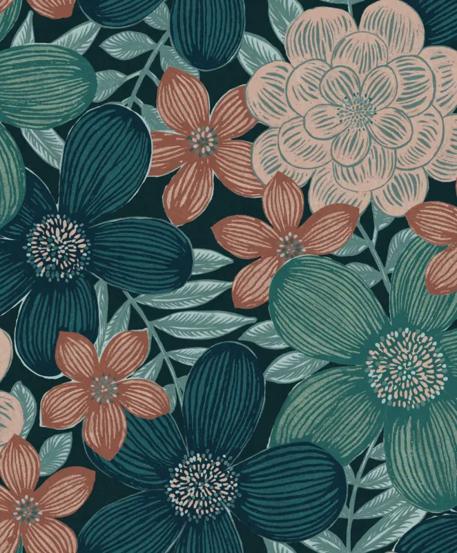 Seizoensaanbieding Zoom by Masureel Olivia OLI104 Marigold Peony Behang