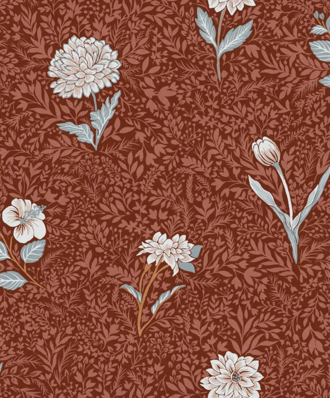Zoom by Masureel Olivia OLI303 Dahlia Wine Behang Speciale Aanbieding