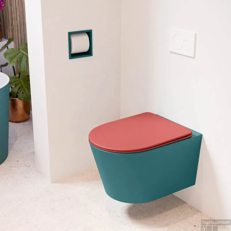 MONDIAZ LAVIE hangend toilet single fire rimless diepspoel Smag, Toiletzitting met quick-release & softclose Fire Seizoensaanbieding