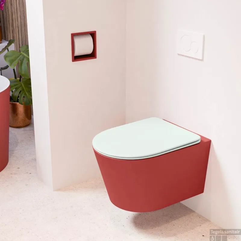 MONDIAZ LAVIE hangend toilet single fire rimless diepspoel Fire, Toiletzitting met quick-release & softclose Greey Direct Verzonden