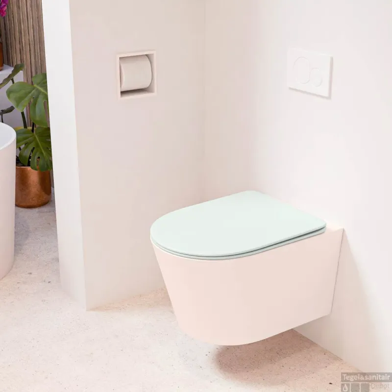 MONDIAZ LAVIE hangend toilet single fire rimless diepspoel Rosee, Toiletzitting met quick-release & softclose Greey Direct Beschikbaar