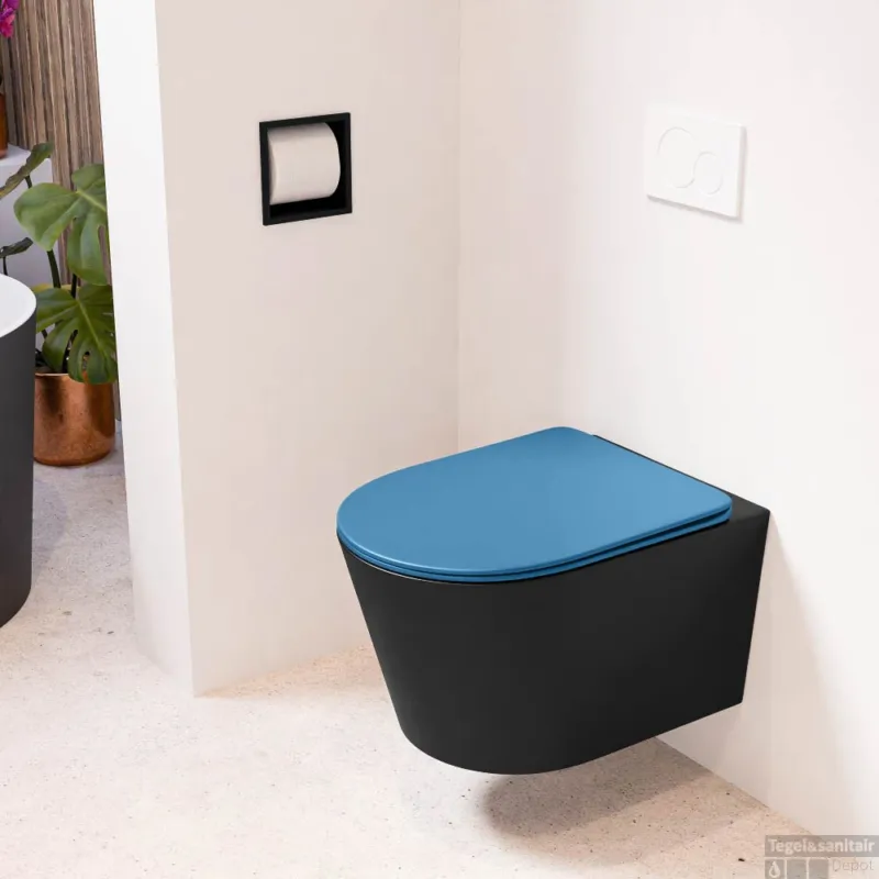 Bestseller MONDIAZ LAVIE hangend toilet single fire rimless diepspoel Urban, Toiletzitting met quick-release & softclose Jeans