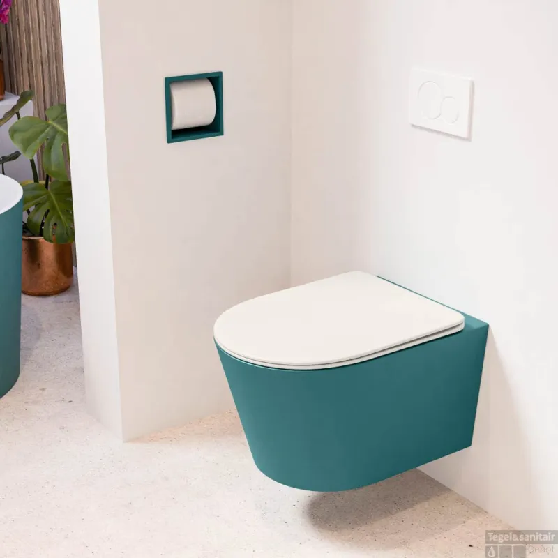 Favoriet MONDIAZ LAVIE hangend toilet single fire rimless diepspoel Smag, Toiletzitting met quick-release & softclose Linen