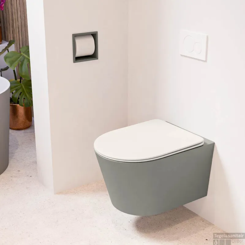 MONDIAZ LAVIE hangend toilet single fire rimless diepspoel Smoke, Toiletzitting met quick-release & softclose Linen Merkproduct