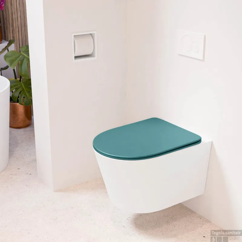 Superprijs MONDIAZ LAVIE hangend toilet single fire rimless diepspoel Talc, Toiletzitting met quick-release & softclose Smag