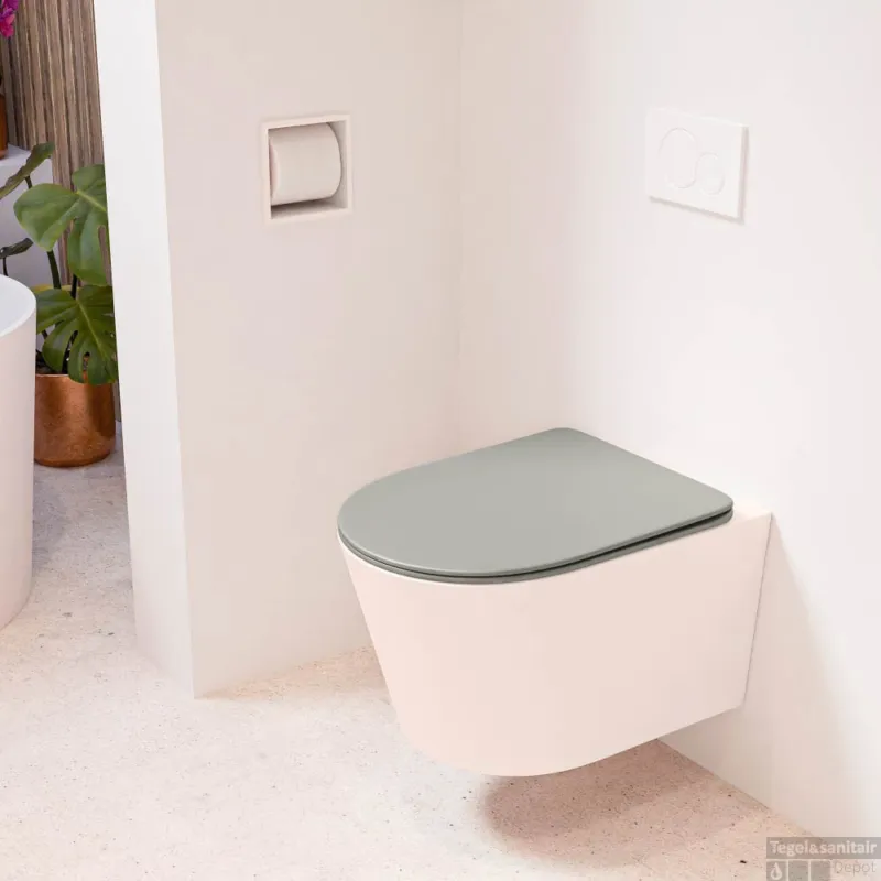 Nu Kopen MONDIAZ LAVIE hangend toilet single fire rimless diepspoel Rosee, Toiletzitting met quick-release & softclose Smoke
