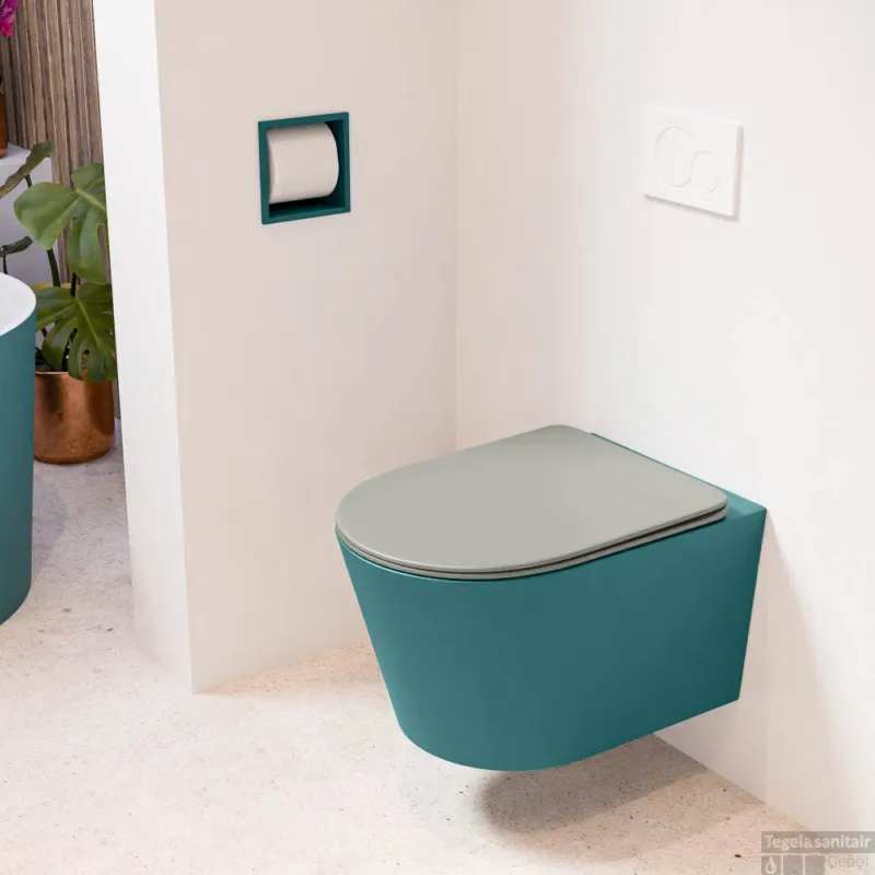 Beperkte Voorraad MONDIAZ LAVIE hangend toilet single fire rimless diepspoel Smag, Toiletzitting met quick-release & softclose Smoke