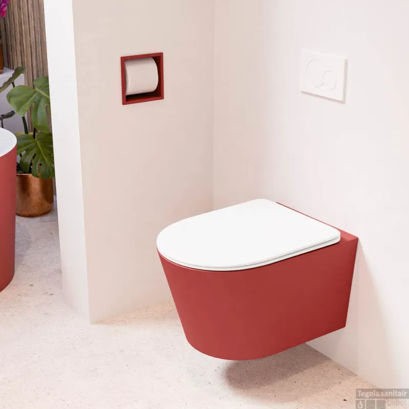 MONDIAZ LAVIE hangend toilet single fire rimless diepspoel Fire, Toiletzitting met quick-release & softclose Talc Veilige Betaling