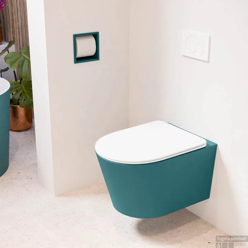 Beperkte Voorraad MONDIAZ LAVIE hangend toilet single fire rimless diepspoel Smag, Toiletzitting met quick-release & softclose Talc