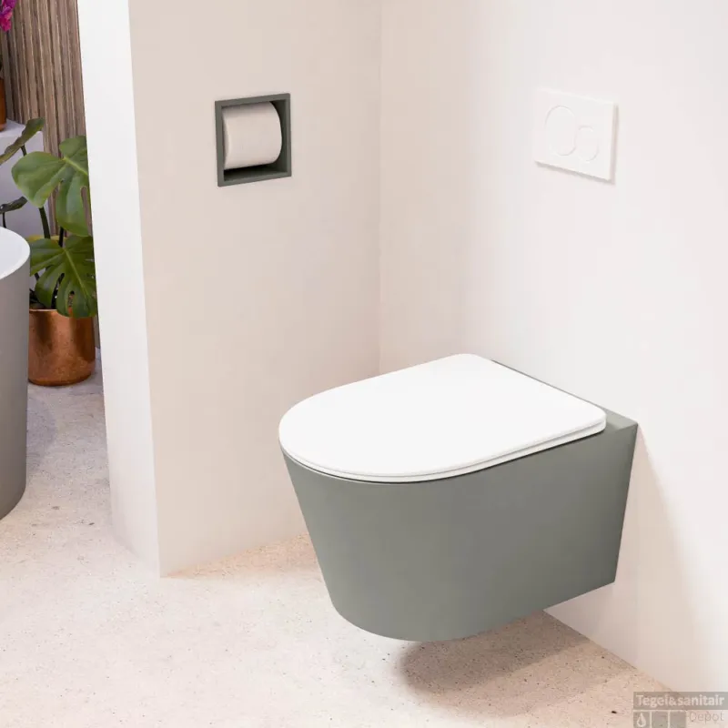 MONDIAZ LAVIE hangend toilet single fire rimless diepspoel Smoke, Toiletzitting met quick-release & softclose Talc Rechtstreeks Van De Fabrikant
