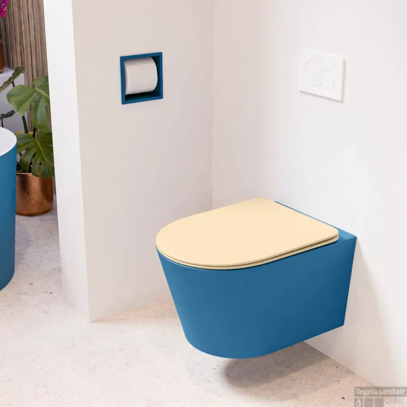 MONDIAZ LAVIE hangend toilet single fire rimless diepspoel Jeans, Toiletzitting met quick-release & softclose Sand Bestseller