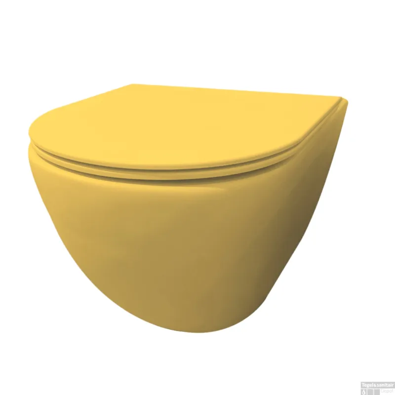 Bestseller Wandcloset Best Design Morrano Rimfree Blinde Bevestiging incl Zitting Mat Geel