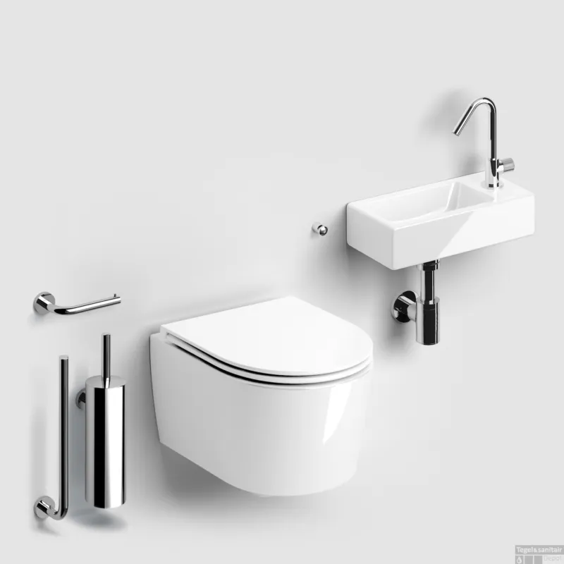 Toilet met fontein en Accessoires Clou InBe Glanzend Wit Superprijs