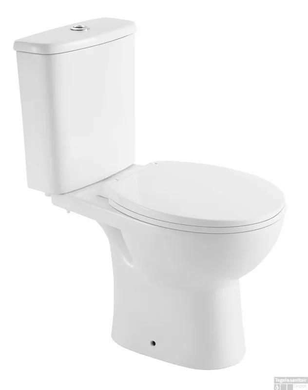 Duoblok Toilet Wiesbaden Brady Staand Rimless AO Met Toiletzitting Glans Wit Bestseller