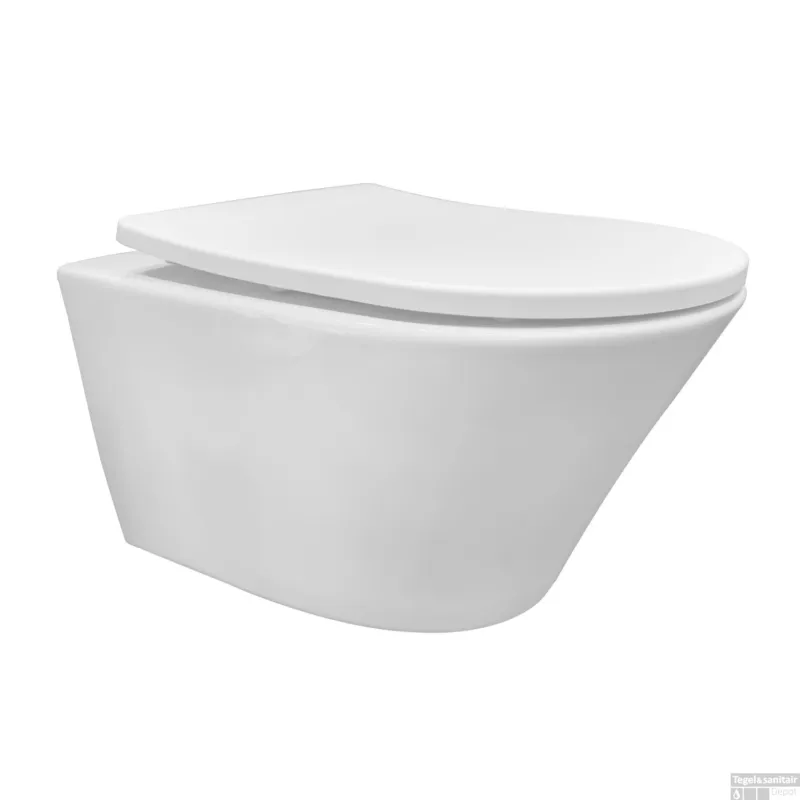 Nieuw Wandcloset BWS Randloos Vera Tornado Flush met Slim Toiletzitting Softclose Glans Wit