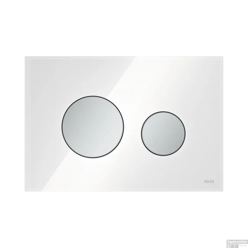 Bedieningsplaat TECE Loop Met Duospoeltechniek Glas Wit Met Mat Chromen Toetsen Beperkt Aanbod
