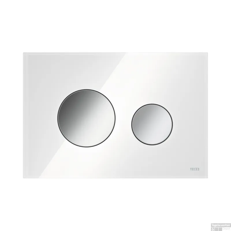 Direct Verzonden Bedieningsplaat TECE Loop Met Duospoeltechniek Glas Wit Met Glanzend Chromen Toetsen