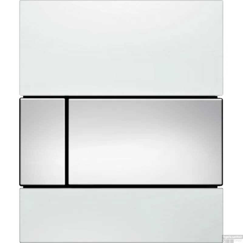 Urinoir Bedieningsplaat TECE Square Glas Wit 10,4x12,4 cm (met glanzend chromen toetsen) Tijdelijk Beschikbaar