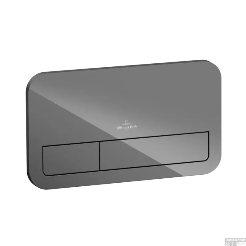 Korting Villeroy & Boch Viconnect 2-knops Bedieningsplaat Glas Glossy Grey