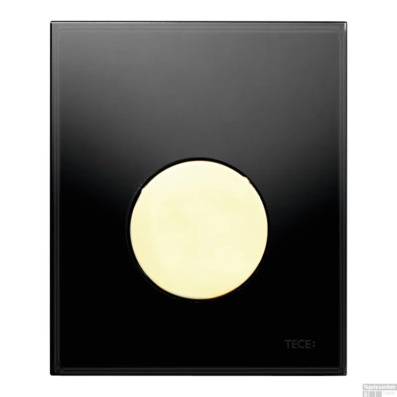 Voordeelprijs Urinoir Bedieningsplaat TECE Loop Glas Zwart 10,4x12,4 cm (met gouden toets)